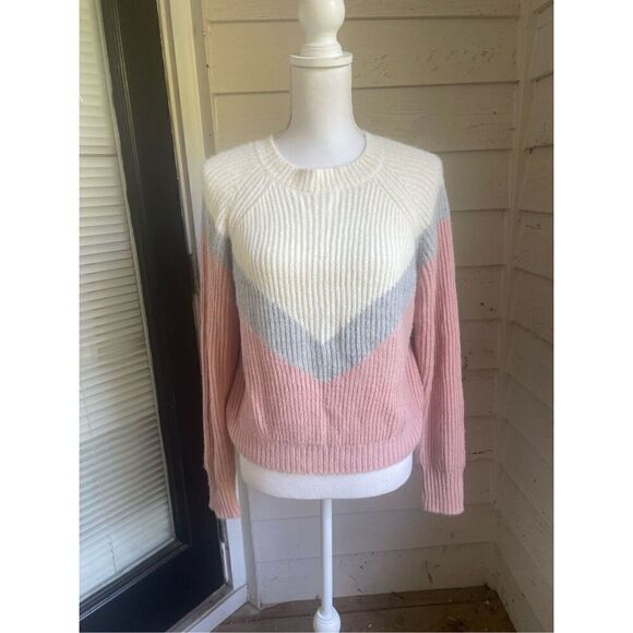 NWT LA Hearts PAC Sun Tri Color Block Fuzzy Knit Cropped Sweater Size M - Picture 10 of 12